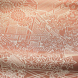 Rose-Brick and Cream Vintage Kimono Silk Crepe 14" x 64". #4371