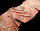 Rose-Brick and Cream Vintage Kimono Silk Crepe 14" x 40". #4371
