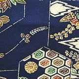 Indigo Bingata Chirimen Crepe Kimono Silk  7" x 57"   #4274