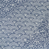 Steel Blue / White Faux Patchwork Kimono Silk Crepe, 6.5" x 34"  #4470