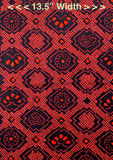 Black/Red All Shibori Kimono Silk from Japan.  Pieces 10" x 48"   #4586