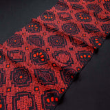 Black/Red All Shibori Kimono Silk from Japan.  Pieces 13.5" x 27"   #4586
