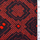 Black/Red All Shibori Kimono Silk from Japan.  Pieces 10" x 48"   #4586