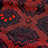 Black/Red All Shibori Kimono Silk from Japan.  Pieces 13.5" x 27"   #4586