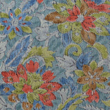 'Old Watercolor' "Faded" Blues / Orange Vintage Japanese Chirimen Silk Crepe 6.5" x 56"  #4612
