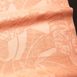 Last Piece, Peach Jungle Jacquard Vintage Kimono Silk from Japan. 13" x 13".  #4342