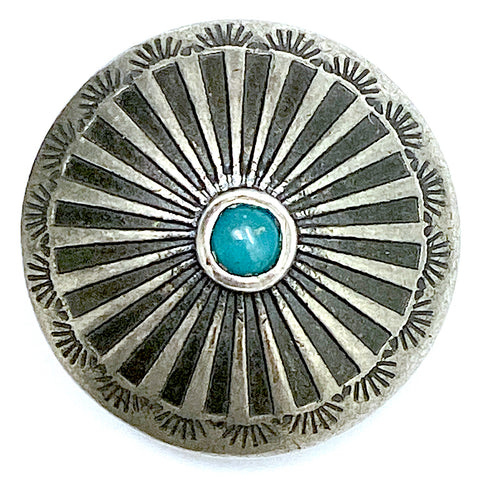 1" agave flower turquoise silver concho ButtonBird.com