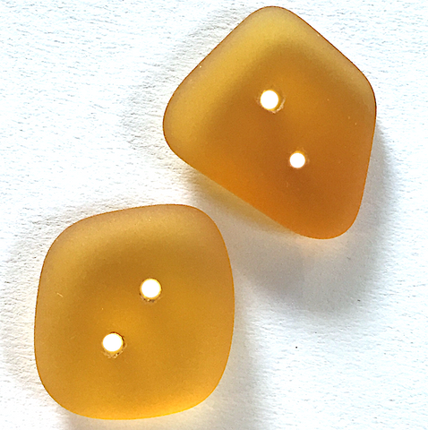 SALE Golden Amber Tumbled Silky Glass "Seaglass" Button 1/2" - 3/4"