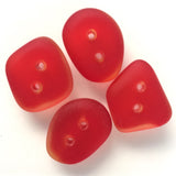 Red Tumbled Silky Glass "Seaglass" Button, 1/2" - 3/4"