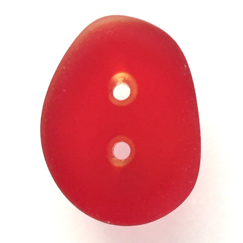 Red Tumbled Silky Glass "Seaglass" Button, 1/2" - 3/4"