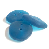 Caribbean Blue Teal Tumbled Silky "Sea Glass" Button, 1/2" - 3/4"