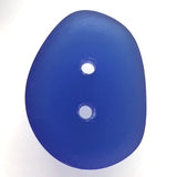 Royal Blue Tumbled Silky Glass "Sea Glass" Button,  1/2" - 3/4"