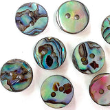 SEVEN Greens & Blues Vivid Abalone Small 3/8" Buttons. $14.75   #2257