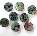 1/2" Small Greens & Blues Vivid Abalone 2-hole, $1.20 each  #0033