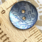 Charcoal Gray Rustic 20mm  Floral Shell 13/16"  Pack of 4 Buttons, #23-215