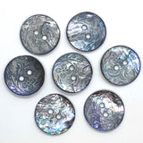 Charcoal Gray Rustic 20mm  Floral Shell 13/16"  Pack of 4 Buttons, #23-215