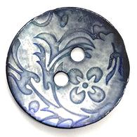 Charcoal Gray Rustic 20mm  Floral Shell 13/16"  Pack of 4 Buttons, #23-215