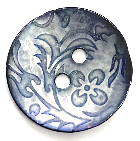 Charcoal Gray Rustic 20mm  Floral Shell 13/16"  Pack of 4 Buttons, #23-215