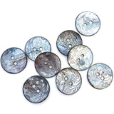Charcoal Gray Rustic 20mm  Floral Shell 13/16"  Pack of 4 Buttons, #23-215