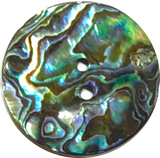 SALE Greens/Blues Vivid Abalone Large Button  1-1/8" SALE $6.50  #0037