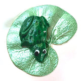 Frog on Lilypad Enamel Button by Susan Clarke Designs 7/8"