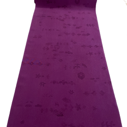 Purple Kimono Suede-Like Silk Crepe, Quiet Birds & Symbols, Solid Purple Reverse #442 OUTLET ITEM