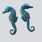 Seahorse Buttons, Two in a Set, Tiny 7/8" Enamel Metal Sea Horse