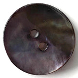 Dark Chocolate-Gray Shiny Agoya Shell 2-Hole Button Medium Size 9/16"  #1229