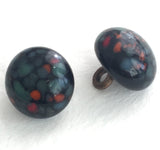 Black /Blue/Soft Teal Spots Tiny Vintage Glass Buttons, 5/16" Japan #GL 308