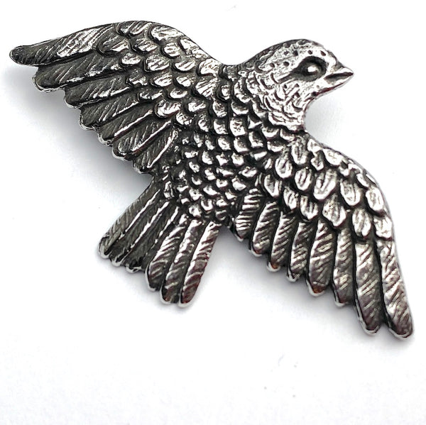 Back in Stock, Hawk/Large Bird Soaring, Pewter Button, 2" from Green Girl Studios   #G-344