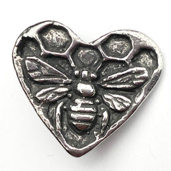 Bee Heart Button from Green Girl Studios 7/8" Pewter