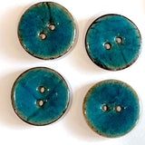 Dark Turquoise Blue Shiny Coconut 1" 2-Hole Button  #SWC-113