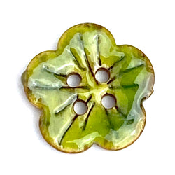 Green Sakura Coconut Button 3/4"   #SWC-115 Handpainted, Shiny