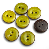 Chartreuse Green Shiny Rustic Round 2-Hole Coconut Button 11/16"   #SWC-118