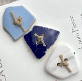 Sea Pottery Buttons, Set of 3 Ocean-Tumbled 7/8"  #LP-14