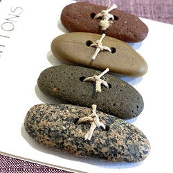 Beach Stone Buttons Set of 4 Toggles Ocean-Tumbled 1-1/4"  #LP-15