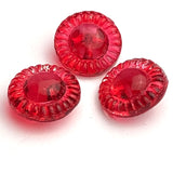 Clear Red Piecrust Vintage Glass Button 1/2" #BK922