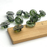 Olive Green Acorn-Top European Vintage Glass 1/2" Buttons Set of 12  #BK 542