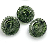 Olive Green Acorn-Top European Vintage Glass 1/2" Buttons Set of 12  #BK 542