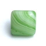 Tiny Green/White Stripey Square Vintage Glass Buttons 3/8"   #BK 949