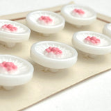 White/Pink Vintage Glass Dimensional Flower Buttons 1/2", Set of 12   #BK 416