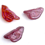 Raspberry Bird, Czech Glass 7/8" Embellishment/Bead,  #L260