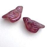 Raspberry Bird, Czech Glass 7/8" Embellishment/Bead,  #L260
