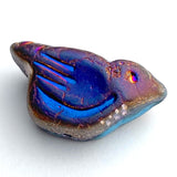 Rainbow Blue Bird, Iridescent Czech Glass 7/8" Embellishment/Bead,  #L267