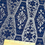 Blue Botanica Hexagons Vintage Kimono Yukata Cotton by the Yard # 2584