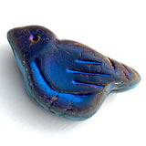 Rainbow Blue Bird, Iridescent Czech Glass 7/8" Embellishment/Bead,  #L267