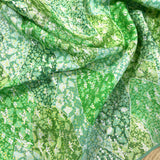 Spring Green "Patchwork" Crepe Kimono Silk Pieces, 14" x 67"