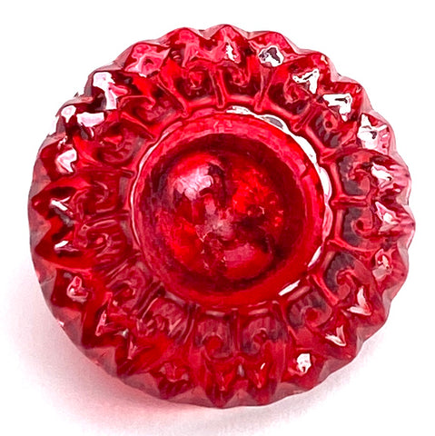 Red Acorn-Top European Vintage Glass 1/2" Buttons $3.25 each #BK264