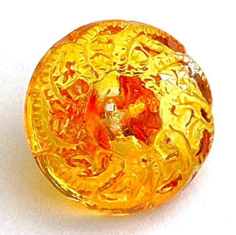 Orange Clear European Vintage/Antique Glass 7/16" Buttons $2.75 each #BK268