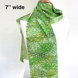 Spring Green "Patchwork" Crepe Kimono Silk Pieces, 14" x 67"